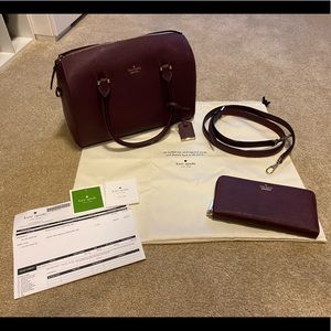 Kate Spade Deep Plum Purple Hand Bag & Wallet